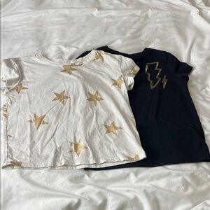 Kids Girls Gold Star and Lightning Bolt T-Shirt Bundle